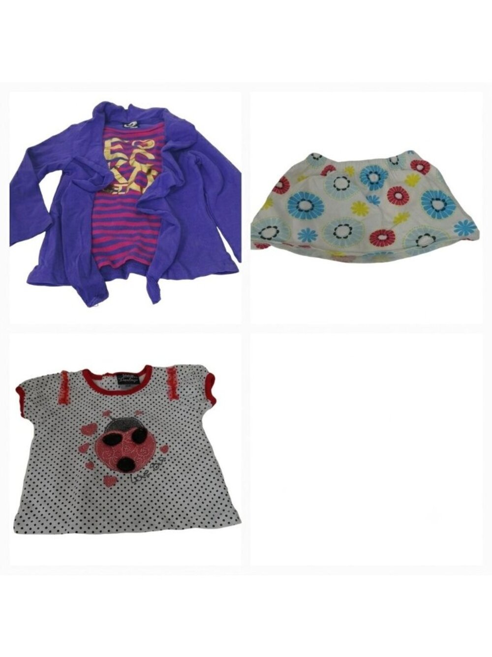 Lot of 3 Ecko and DDG Ladybug Shirt Top Fisher Price Skirt Girls Size 24 Month